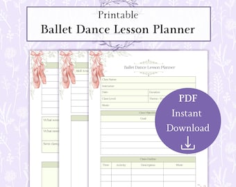 Ballet Dance Lesson Planner Printable PDF, Ballet Teacher Dance Class, Ballet Studio Planner, Ballet Lesson Plan Sheet