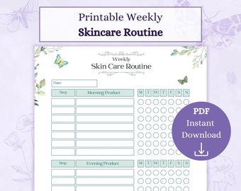 Skincare Routine Printable PDF | Beauty Checklist | Skincare Planner | Weekly Skin Care Routine | Beauty Routine