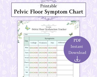 Pelvic Floor Symptom Chart Printable PDF | Pelvic Floor Dysfunction Tracker | Pelvic Pain | Pelvic Floor Health