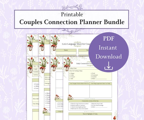 Couples Connection Planner Bundle Printable PDF, Daily Connection & Weekly Check-In Worksheets, Quality Time Planner and Love Language Sheet