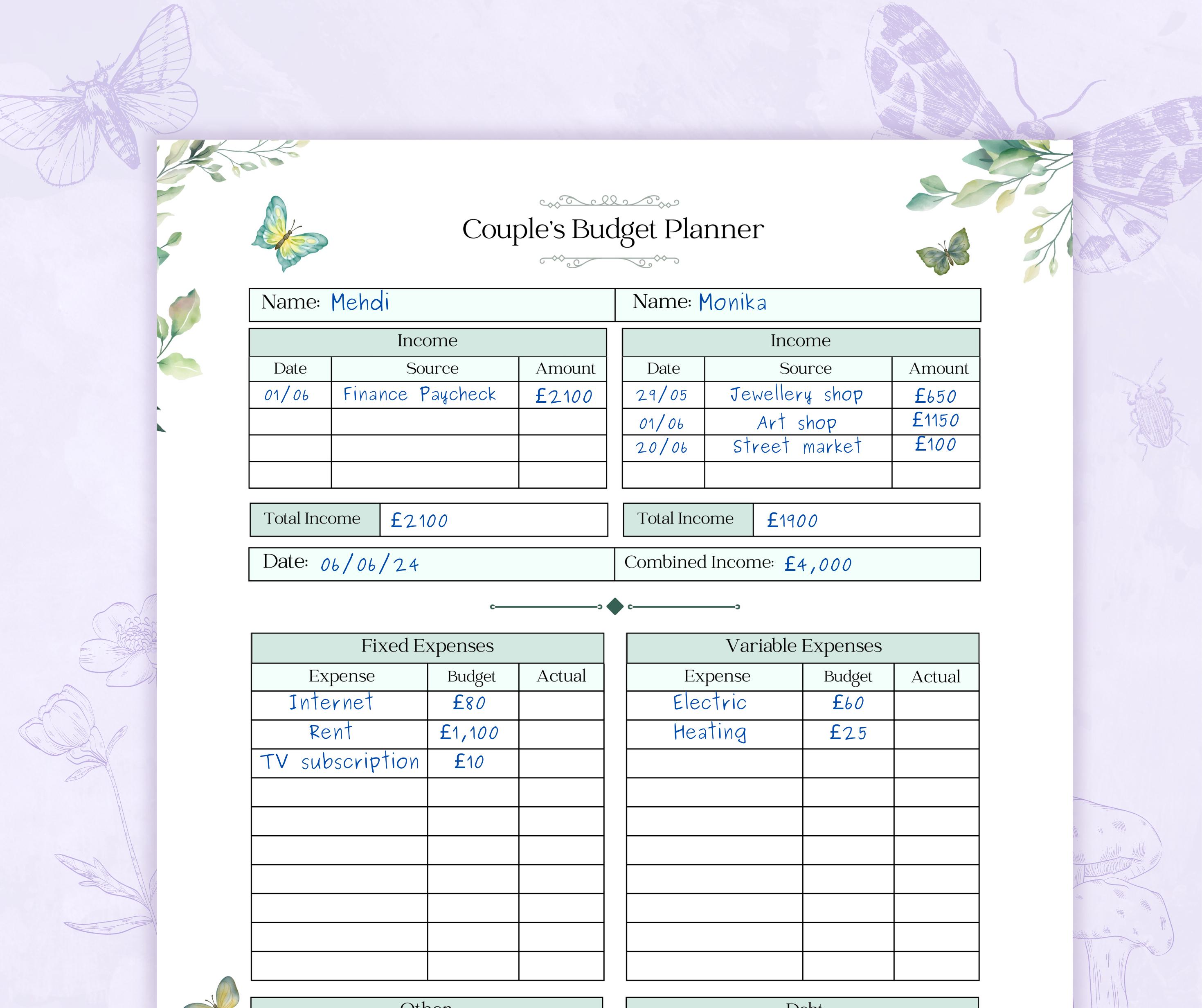 Couple's Fitness Planner