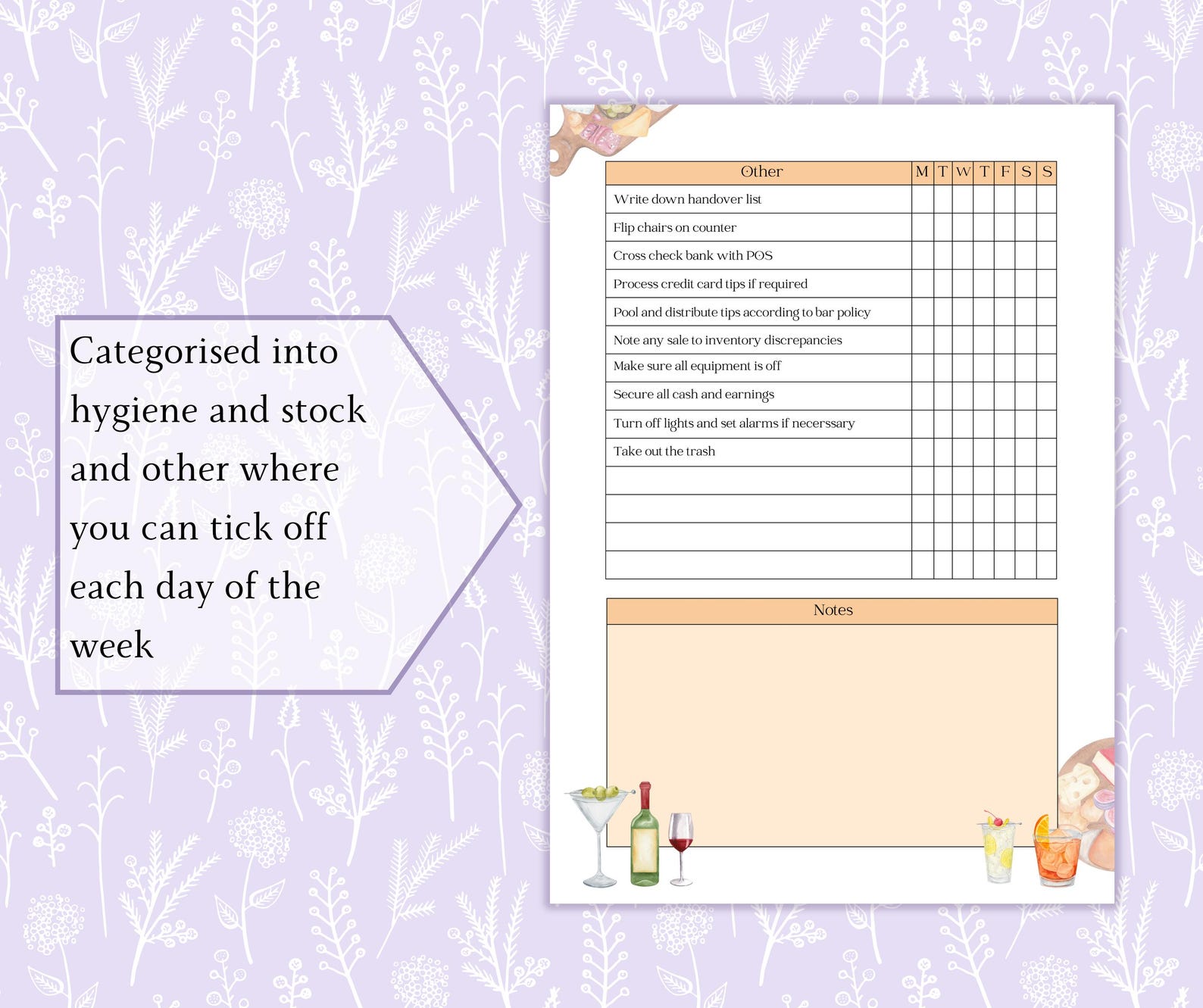 Bartender Closing Checklist Printable PDF | Bar Checklist | Bartender ...