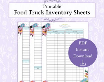 Food Truck Inventory Printable PDF | Food Truck Planner | Restaurant Inventory | Small Business Planner | Inventory Log Sheet