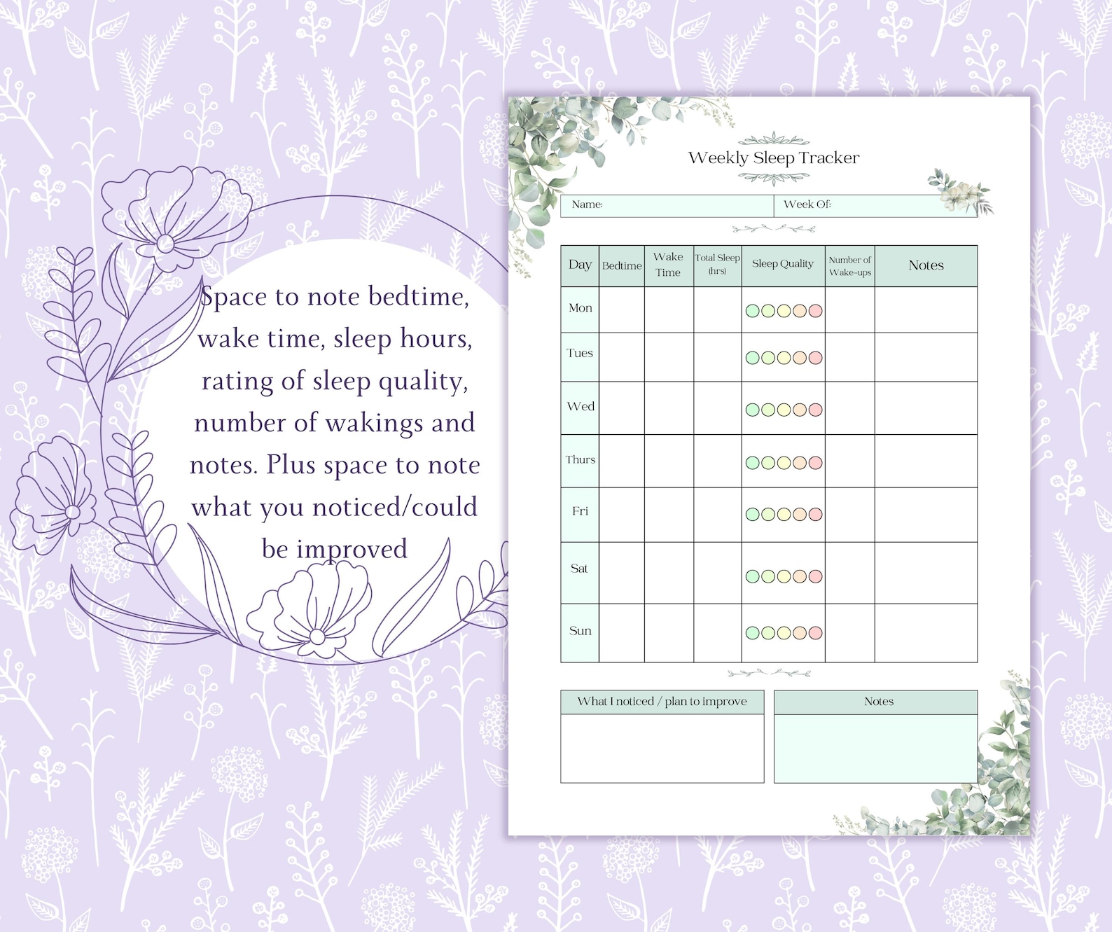 Weekly Sleep Log Printable PDF | Sleep Tracker | Sleep Journal | Sleep ...