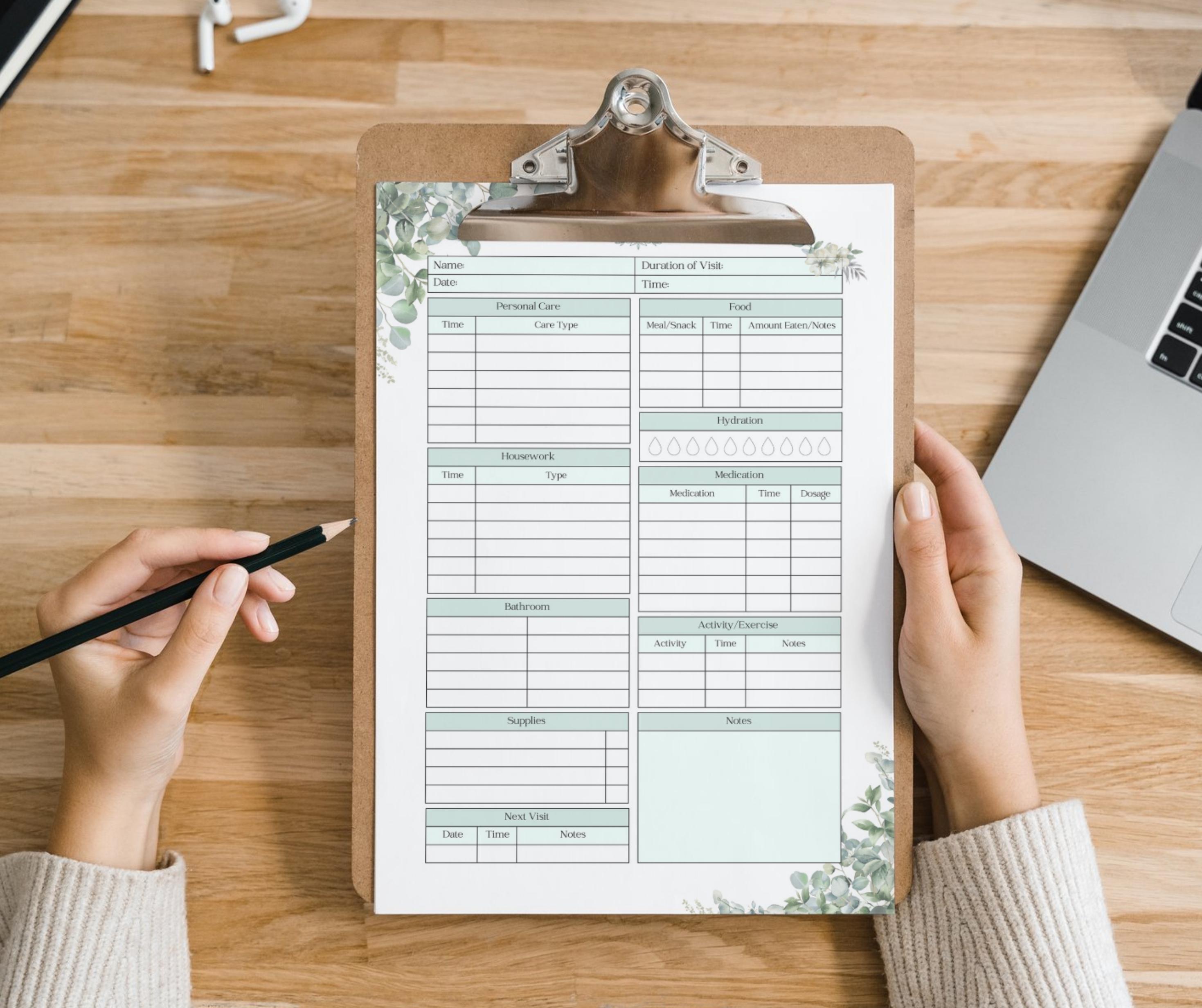 Elder Care Log Printable PDF | Caregiver Daily Log | Caregiver Report ...