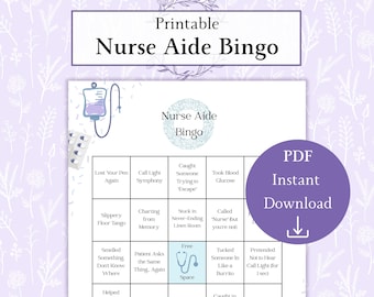 Nurse Aide Bingo Sheet Printable PDF | CNA Bingo | Nursing Home Bingo | Healthcare Bingo | Care Staff Games | Team Building Games