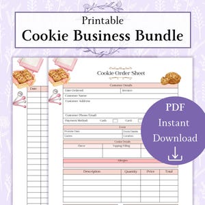 Cookie Business Bundle Druckbare PDF | Keks-Bestellformular | Cookie Verkaufs-Tracker | Bäckerbestellzettel | Baker Bestellnummer