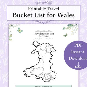 Wales Travel Bucket List druckbare PDF | Urlaubs Bucket List Vorlage PDF | Weihnachts-Wunschliste für Waliser