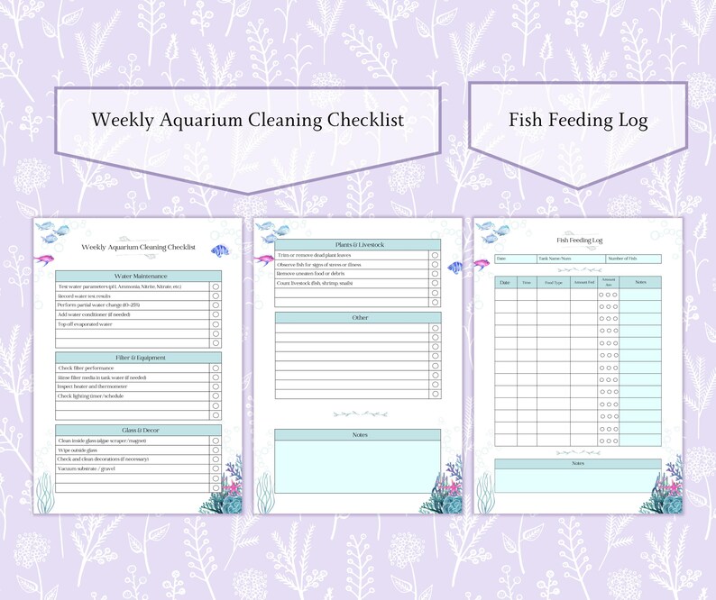 Aquarium Fish Bundle Printable PDF | Fish Tank Care Kit | Aquarium ...