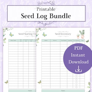 Registro de semillas en formato PDF imprimible / Rastreador de semillas / Inventario de semillas en formato PDF / Organizador de semillas imprimible / Cuidado de plantas