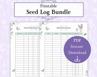 Seed Log Bundle Printable PDF | Seed Starting Tracker | Seed Inventory PDF | Seed Organizer Printables | Plant Care
