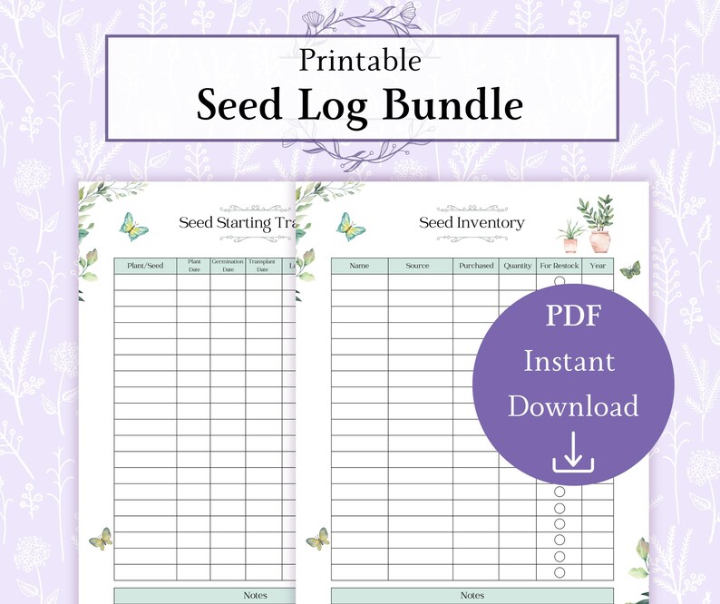 Seed Log Bundle Printable PDF | Seed Starting Tracker | Seed Inventory ...