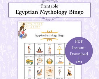 Egyptian Mythology Bingo Sheet Printable PDF, Ancient Egypt Bingo, Egyptian Gods Bingo, Egyptian Mythology Game, Classroom Activity
