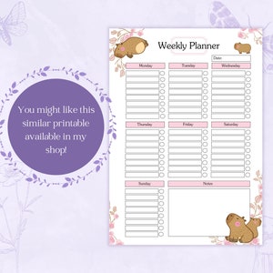 Capybara Daily Planner Printable PDF | Boho Daily Schedule | Hourly ...