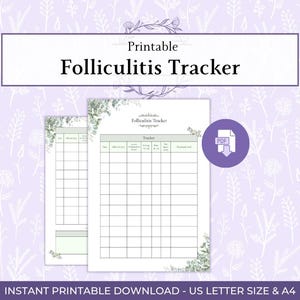 Folliculitis Tracker Printable PDF, Folliculitis Progress Chart, Skin Condition Tracker, Hair Follicle Health Monitor, Digital PDF Download