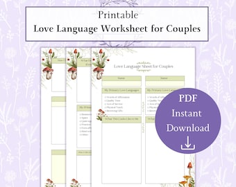 Love Language Worksheet for Couples Printable PDF, Relationship Communication & Connection Tool, Understanding How to Feel Loved