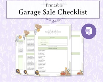 Garage Sale Checklist Printable PDF, Yard Sale Checklist, Garage Sale Planner, Garage Sale To Do List, Yard Sale Organizer