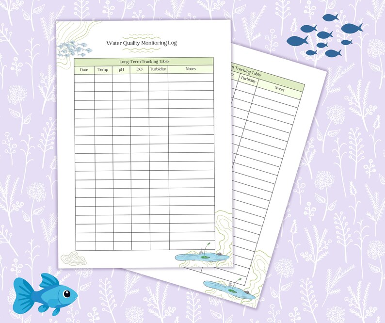 Water Quality Monitoring Log Printable PDF, Stream & Lake Testing ...
