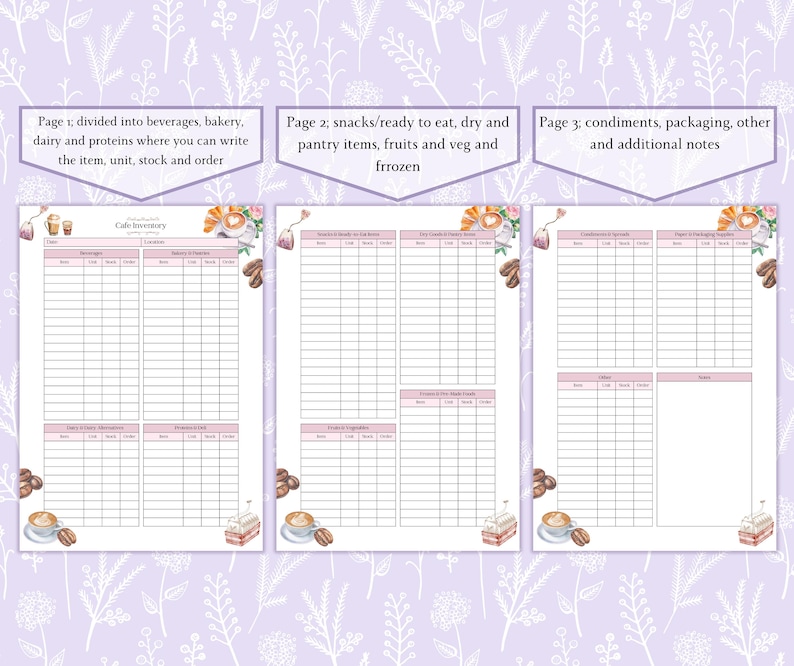Cafe Inventory Sheet Printable PDF | Cafe Checklist | Barista Checklist ...