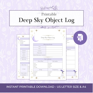 Deep Sky Object Log Printable PDF, Astronomy Observation Journal, Stargazing Log Book, Messier Object Tracker, Telescope Observation Planner
