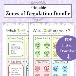 Pacchetto Zone di Regolazione PDF Stampabile / Immagini di Consulenza Identificazione delle Emozioni / Come ti Senti
