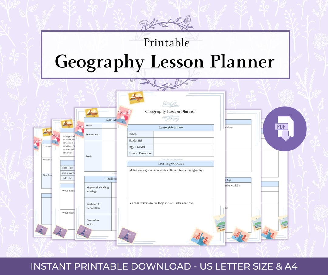 Geography Lesson Planner Printable PDF, Homeschool Geography Lesson ...