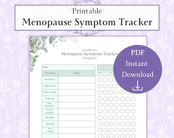 Wechseljahre Problem Tracker Druckbare PDF | Menopause Tagebuch | Hormon-Tracker | Leiste ausdrucken