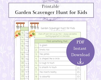 Búsqueda del tesoro en el jardín para niños (PDF imprimible), actividad al aire libre, ficha de búsqueda del tesoro en el patio, aprendizaje preescolar