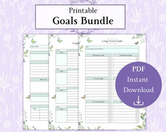 Meine Ziele Bundle Druckbare PDF | Langfristige Ziele | Ziel Aktionsplan | Individueller Tore-Planer