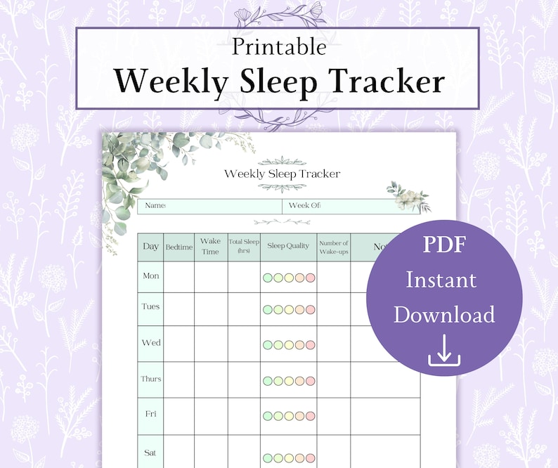 Weekly Sleep Log Printable PDF | Sleep Tracker | Sleep Journal | Sleep ...
