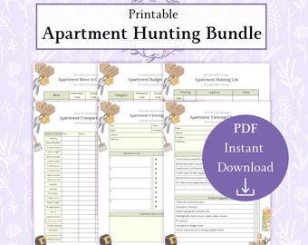 Apartment Hunting Bundle Printable PDF | Apartment Comparison | Apartment Budget | Apartment Checklist | House Hunting List