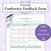 Conference Feedback Form Printable PDF | Conference Review Sheet ...