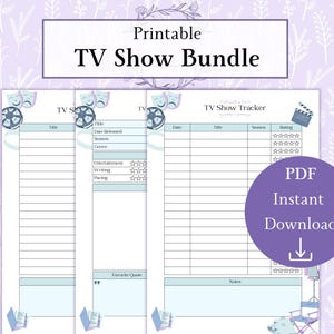TV Show Tracker Bundle Printable PDF | TV Series Watchlist | Tv Show Review | Tv Show Log | Tv Series Tracker