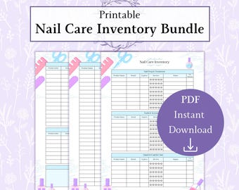 Nail Tech Inventory Printable PDF | Nail Care Inventory Management | Esthetician Forms | Beauty Inventory Tracker