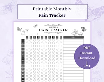 Pain Tracker Printable PDF | Chronic Pain Journal | Pain Log | Illness Tracker