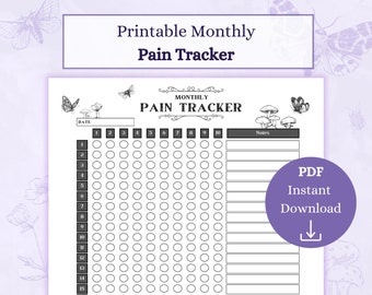 Afdrukbare pdf met pijntracker | Chronische pijndagboek | Pijnlogboek | Ziektetracker