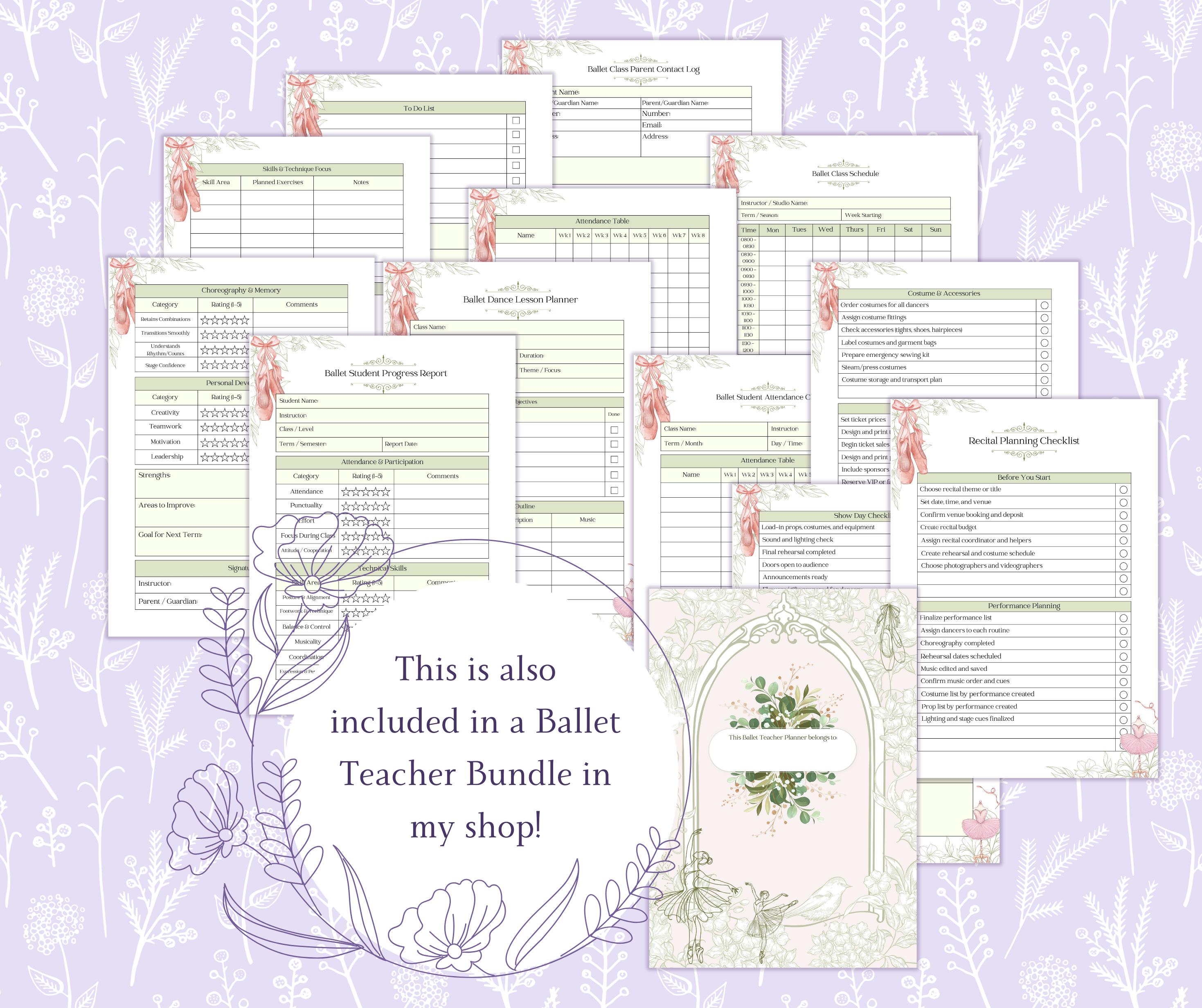 Ballet Student Progress Report Printable PDF, Dance Progress Sheet ...