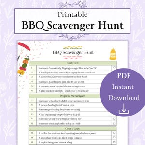 BBQ Scavenger Hunt Printable PDF | Family Reunion Games | Barbeque ...