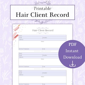 Peut inclure: Formulaire imprimable d'enregistrement des clients de coiffure avec un design rose et or. Le formulaire comprend des champs pour le nom, l'e-mail, l'adresse, le service/traitement, le coût, les notes et le numéro.
