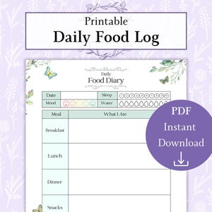 Afdrukbare pdf met dagelijks voedsellogboek | Tabel Maaltijden | Maaltijdplanner | Mijn eetdagboek | Dagelijkse maaltijdplanner