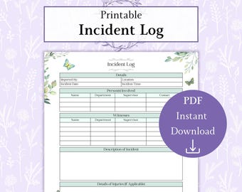 Registro incidenti PDF stampabile / Modulo di segnalazione incidenti / Moduli di occupazione / Moduli HR / Segnalazione incidenti sul lavoro