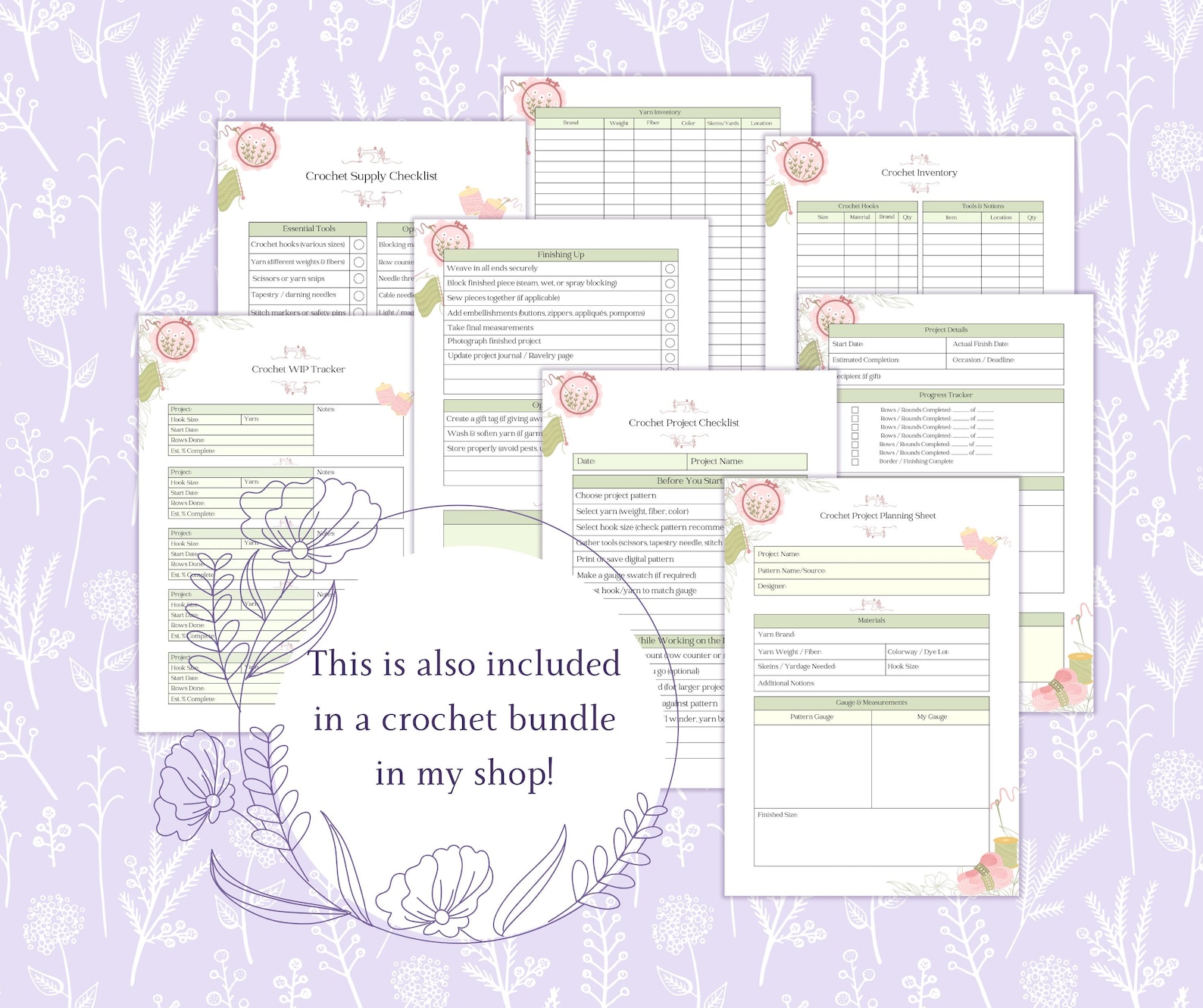Crochet WIP Tracker Printable PDF, Crochet Project Planner, Crochet ...