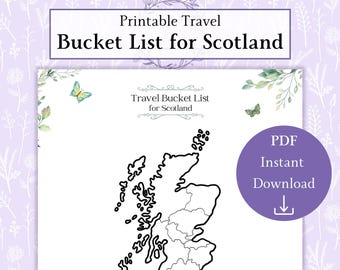 Schottland Reise Bucket List druckbare PDF | Schottland Landkarte Reise-Checkliste | Schottland Rundreise | Schottland Reise