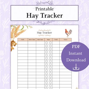Hooitracker afdrukbare pdf | Bedrijfsgegevens bijhouden | Hooiopbrengstgrafiek | Veerecords | Down of the Farm Management