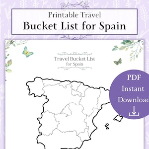 Liste de voyage en Espagne imprimable PDF | Liste de contrôle de voyage de carte espagnole | Vacances en Espagne