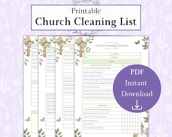 Church Cleaning List Printable PDF | Church Cleaning Checklist | Cleaning Business Church Management | Church Clean