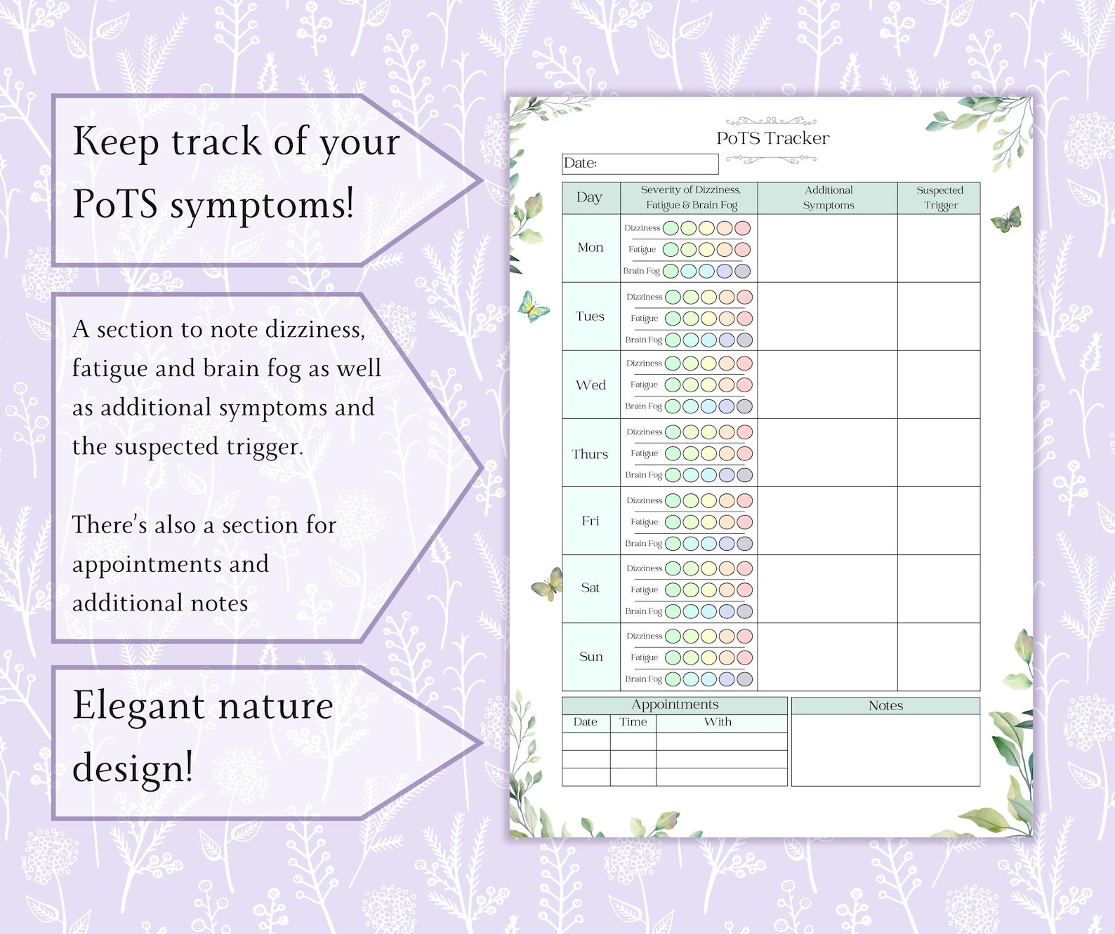 Pots Questionnaire.pdf Pots Syndrome Tracker Printable PDF | Symptom Journal | Medical Tracker ...