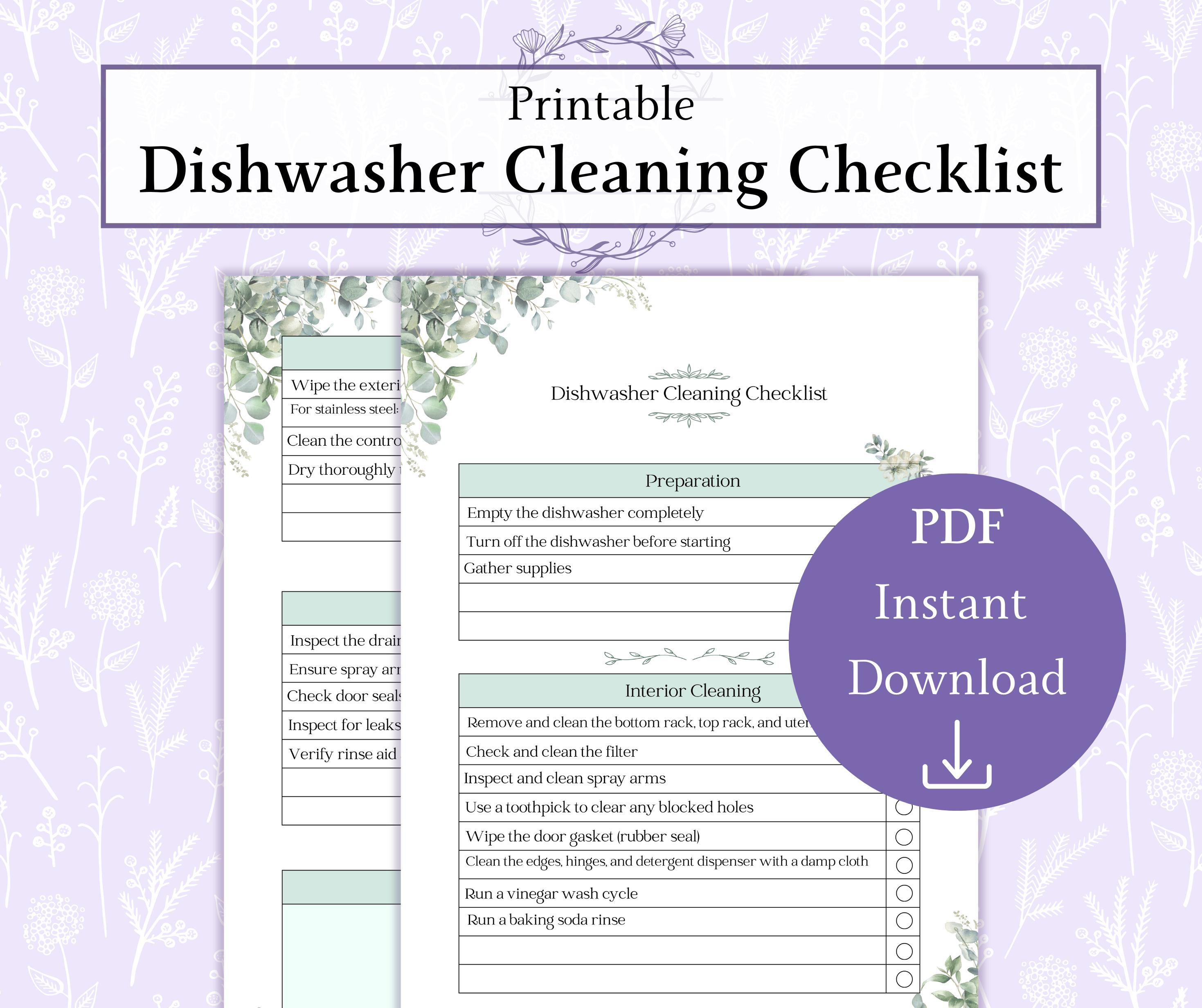 Samsung dishwasher maintenance checklist schedule