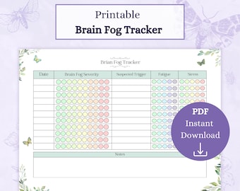 Brain Fog Tracker Printable PDF | Symptom Tracker | Brain Fog Log | Wellness Journal | Mental Clarity Tracker