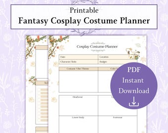 Fantasy Cosplay Planner Printable PDF, Cosplay Costume Planner, Cosplay Planning, Cosplay Project Tracker, Cosplay Prep Sheets